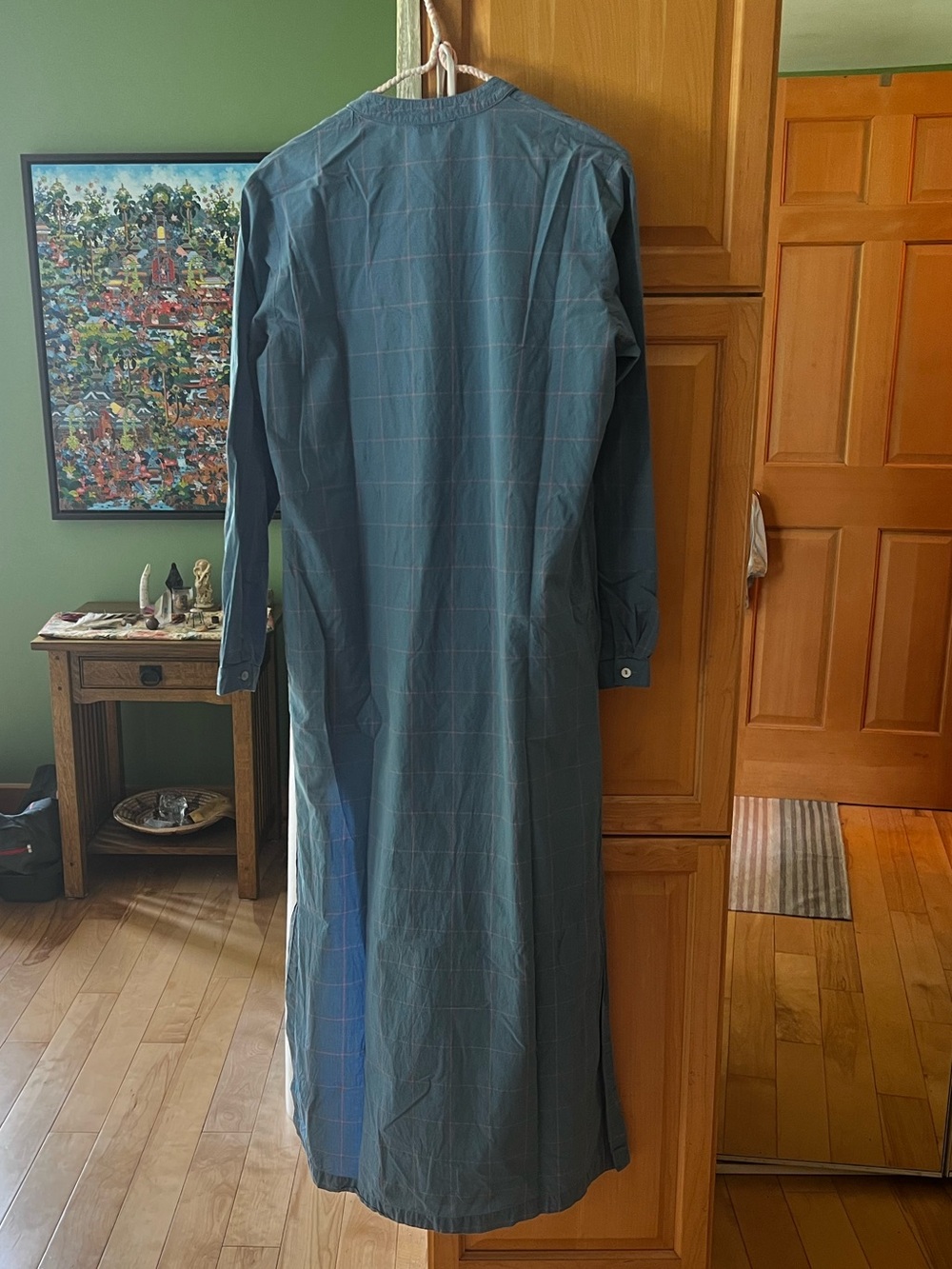 Horses Atelier belted blue dress with thin pink check - Picture 10 of 11